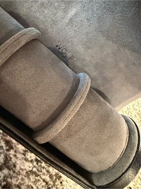 WOLF Heritage Watch Roll / Travel Case – Black Vegan Leather & Grey Ultrasuede